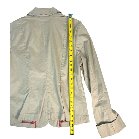 Anthropologie Tape Measure Topstitch Blazer Jacket Khaki Wide Cuff Tailored 12 - Picture 11 of 16